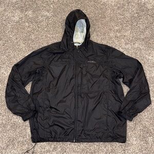 Eddie Bauer Weatheredge Rain Jacket Men’s 2XL Black Hooded Rain & Wind Proof